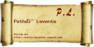 Pethő Levente névjegykártya